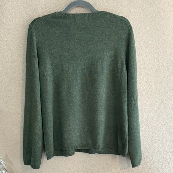 Charter Club 100% Cashmere Crewneck Sweater XL — Heather Pine (Green) - Picture 2 of 12